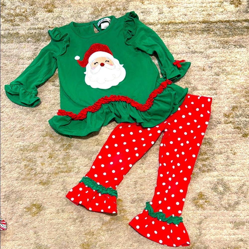 Rare Editions Toddler Girl Santa Top and Pants Set 2T
